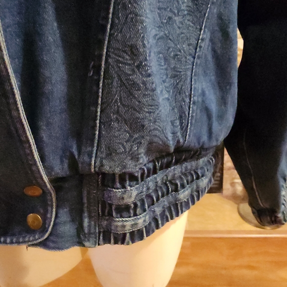 Lavon by Cheerful Corp 80’s Paisley Accent Oversized Jean Bomber Jacket Sz Large - Picture 7 of 8